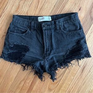 Abercrombie black distress high rise shorts 2